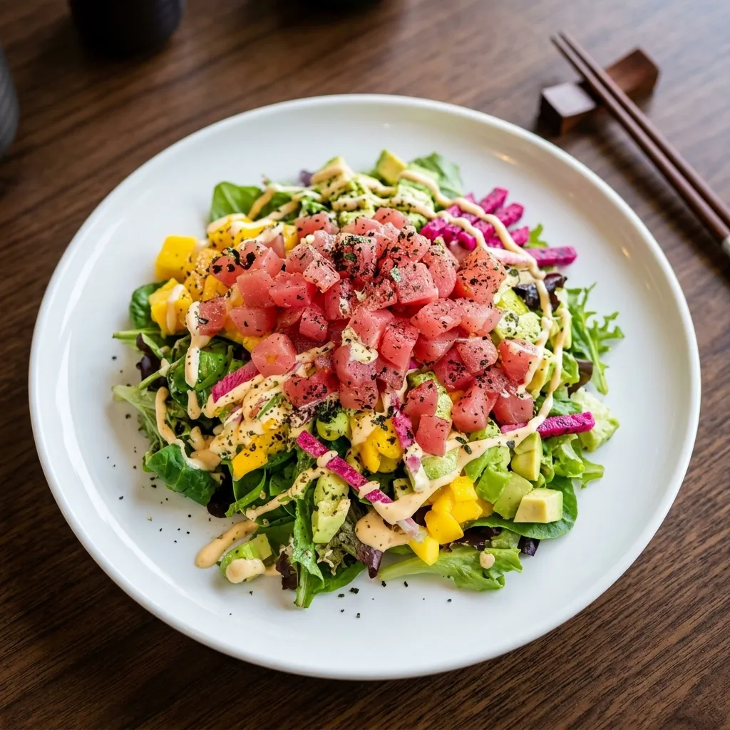 Build-your-own poke bowl with fresh, colourful ingredients at Madi's 12|12 in Inglewood, Calgary